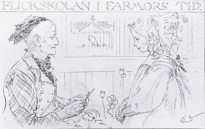 Carl Larsson Grandma and Little Girl oil painting picture